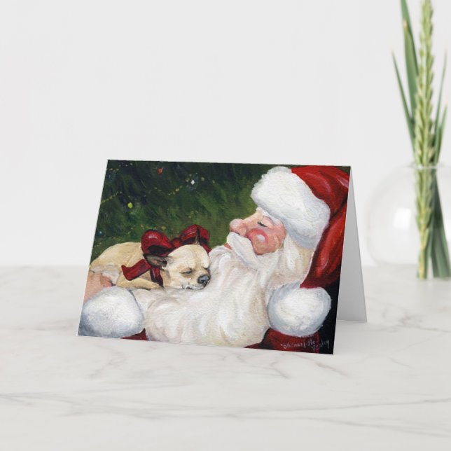 Cartes Pour Fêtes Annuelles "Chihuahua Cosy Christmas" Chien Art Grey Card (Devant)