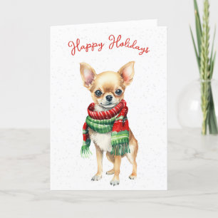 Cartes Pour Fêtes Annuelles Chihuahua De Noël Dans Les Snowflakes