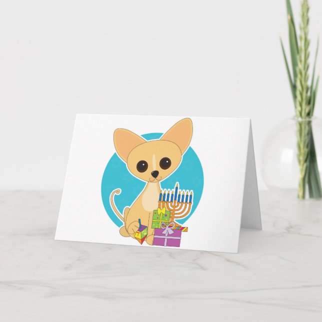 Cartes Pour Fêtes Annuelles Chihuahua Hanoukka (Devant)