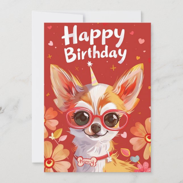Cartes Pour Fêtes Annuelles Chihuahua Joyeux anniversaire (Devant)
