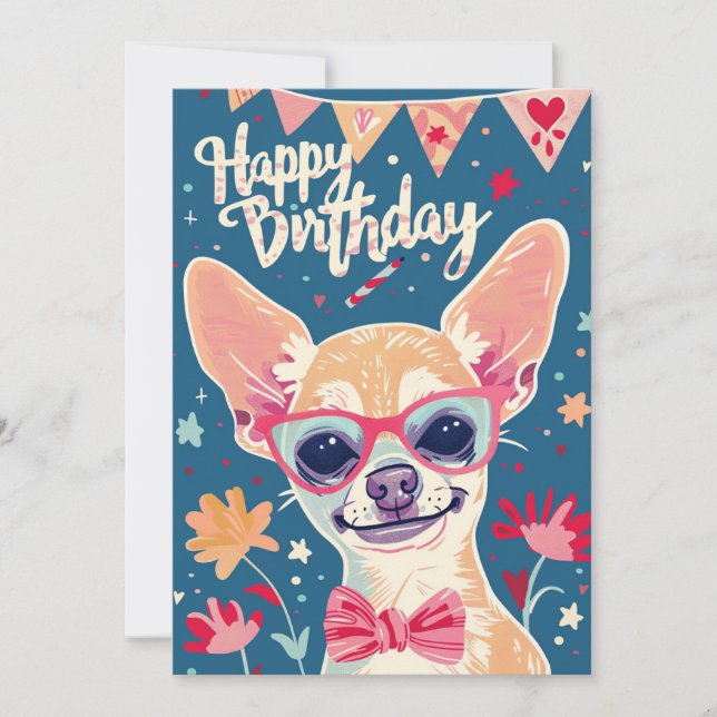 Cartes Pour Fêtes Annuelles Chihuahua Joyeux anniversaire (Devant)