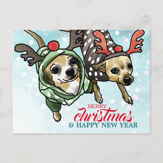 Cartes Pour Fêtes Annuelles Chihuahua Mix Personnalisé pour Noël (Devant)