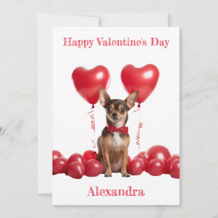 Cartes Pour Fêtes Annuelles Chihuahua Red Heart Balloons Valentine