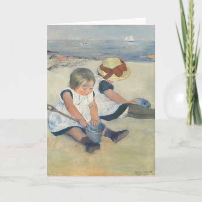 Cartes Pour Fêtes Annuelles Children Playing on the Beach (Devant)