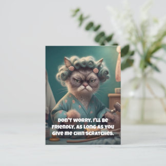 Cartes Pour Fêtes Annuelles "Chin Scratches Please" Drôle Amoureux des chats