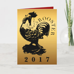 Cartes Pour Fêtes Annuelles Chinois Chuck Rooster personnalisé Année Zodiac An