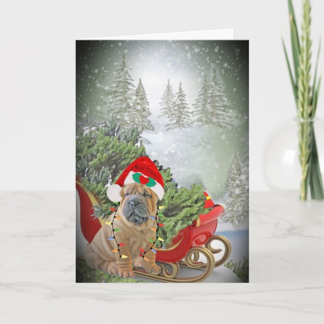 Cartes Pour Fêtes Annuelles Chinois Sharpei Joyeux Noël (Devant)