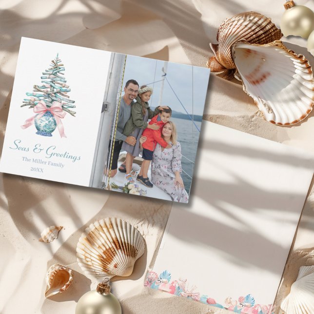 Cartes Pour Fêtes Annuelles Chinoiserie Driftwood photo de l'arbre de Noël (Chinoiserie Driftwood Christmas Tree photo Holiday Card)