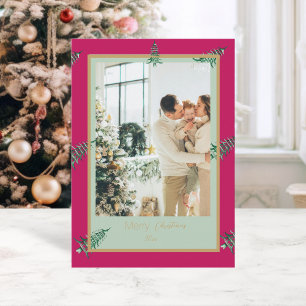 Cartes Pour Fêtes Annuelles Chinoiserie Noël Vert rouge Pagode 2 photos