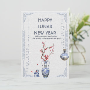 Cartes Pour Fêtes Annuelles Chinoiserie Nouvel An lunaire Lapin Zodiaque Rouge