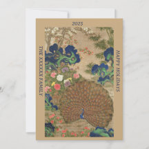 Chinoiserie Paon Bleu avec Jardin de Fleurs Exotiq