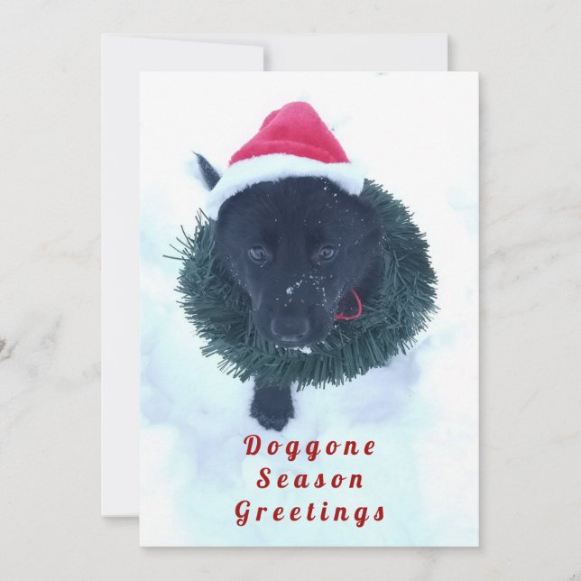 Cartes Pour Fêtes Annuelles Chiot allemand noir dans une couronne, ZKA (Devant)