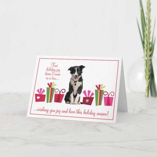 Cartes Pour Fêtes Annuelles Chiot avec des cadeaux (Devant)
