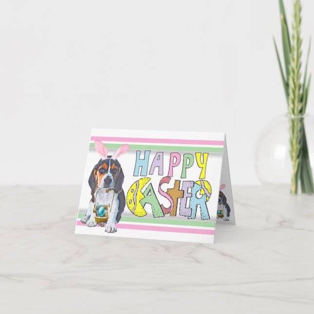 Cartes Pour Fêtes Annuelles Chiot Beagle de Pâques (Devant)