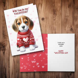 Cartes Pour Fêtes Annuelles Chiot Beagle mignon en Saint Valentin