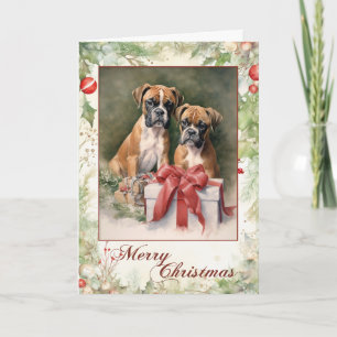 Cartes Pour Fêtes Annuelles Chiot Boxer Victorien Noël