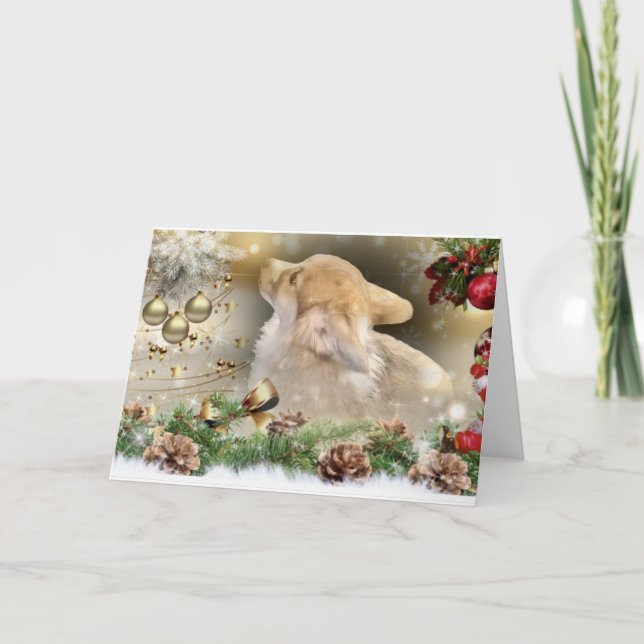 Cartes Pour Fêtes Annuelles Chiot de Noël Corgi (Devant)