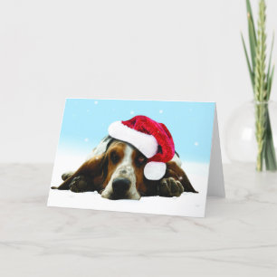 Cartes Pour Fêtes Annuelles Chiot de silence avec le casquette de père Noël