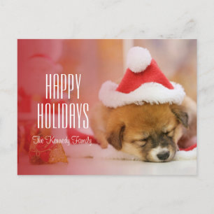 Cartes Pour Fêtes Annuelles Chiot de sommeil utilisant un casquette de Père