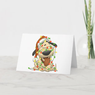 Cartes Pour Fêtes Annuelles Chiot drôle de lumières de Noël