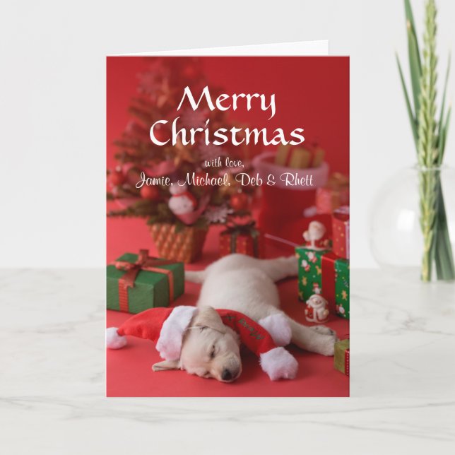 Cartes Pour Fêtes Annuelles Chiot et Noël 2 de golden retriever (Devant)