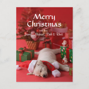 Cartes Pour Fêtes Annuelles Chiot et Noël 2 de golden retriever