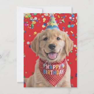 Cartes Pour Fêtes Annuelles chiot golden retriever souhaitant un joyeux annive