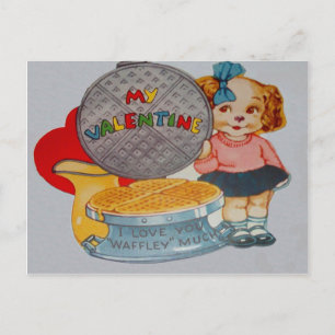 Cartes Pour Fêtes Annuelles Chiot Retro vintage Avec Waffer Fer Valentine Voit