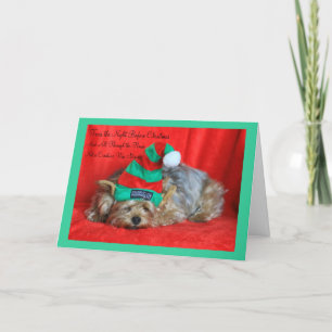 Cartes Pour Fêtes Annuelles Chiot somnolent utilisant le casquette d'Elf