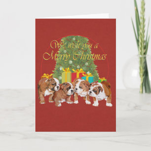 Cartes Pour Fêtes Annuelles Chiots Bouledogue Anglais Noël