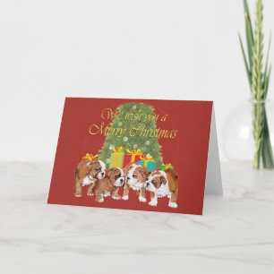 Cartes Pour Fêtes Annuelles Chiots Bouledogue Anglais Noël