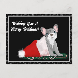 Cartes Pour Fêtes Annuelles Chiots Bouledogue Français avec le Chapeau de Père