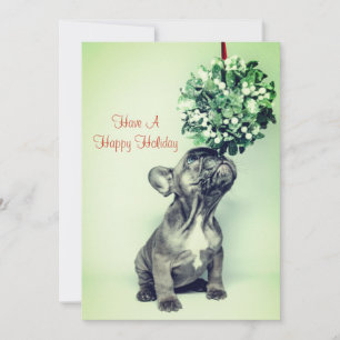 Cartes Pour Fêtes Annuelles Chiots Bouledogue Français Et Gui
