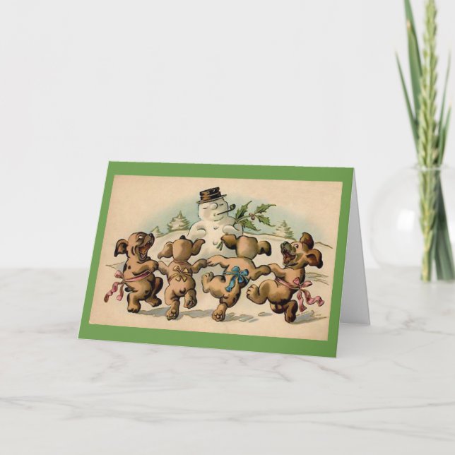 Cartes Pour Fêtes Annuelles Chiots dansants (Devant)