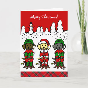 Cartes Pour Fêtes Annuelles Chiots de Noël de trois laboratoires