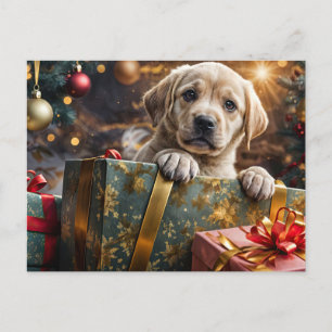 Cartes Pour Fêtes Annuelles Chiots Labrador jaune pour Noël