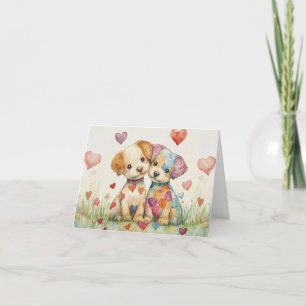 Cartes Pour Fêtes Annuelles Chiots Patchwork pour la Saint-Valentin