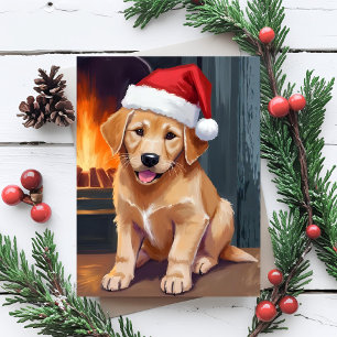 Cartes Pour Fêtes Annuelles Chiou Merry Chien Chapeau de Père Noël Noël Aqua