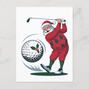 Cartes Pour Fêtes Annuelles Chirstmas Imaginaire Golf Jouer Père Noël