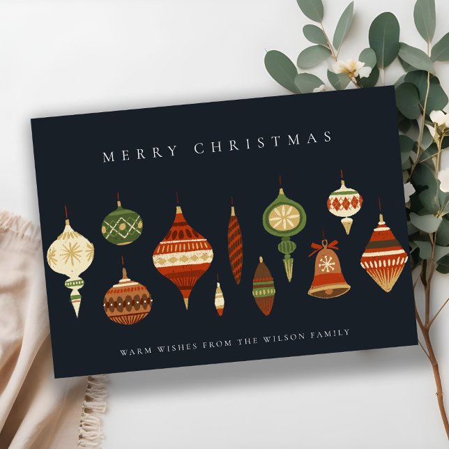 CARTES POUR FÊTES ANNUELLES CHIRSTMAS MARINE PASTEL RED GREEN STAR ORNAMENTS (Créateur téléchargé)
