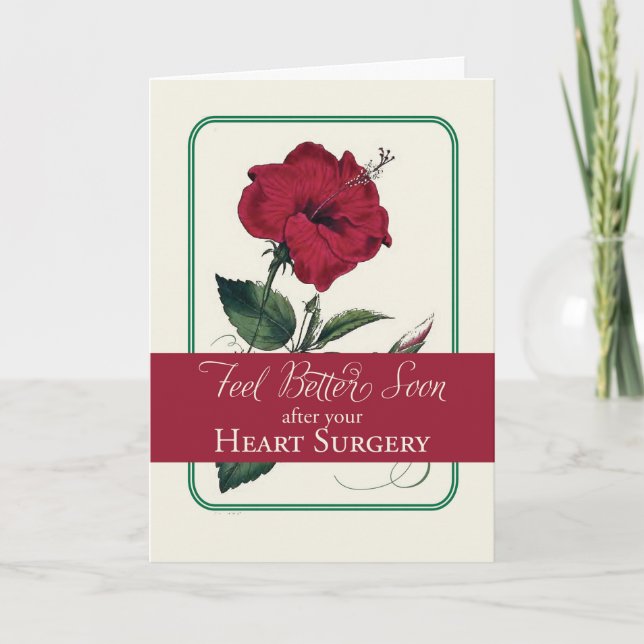 Cartes Pour Fêtes Annuelles Chirurgie cardiaque, Fleur Hibiscus Rouge (Devant)