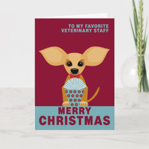 Cartes Pour Fêtes Annuelles Chiwawa mignon de personnel vétérinaire de Joyeux
