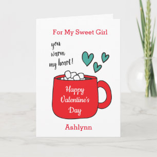 Cartes Pour Fêtes Annuelles Chocolat chaud pour ma douce fille Valentine