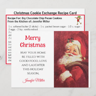 Cartes Pour Fêtes Annuelles Chocolat Chip Échange de cookies Recette Noël