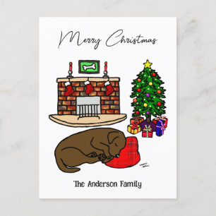 Cartes Pour Fêtes Annuelles Chocolat de Noël Labrador Dormir