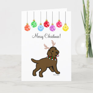 Cartes Pour Fêtes Annuelles Chocolat Labrador Antlers de Noël et ornements