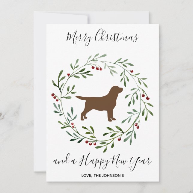 Cartes Pour Fêtes Annuelles Chocolat Labrador Elegant Chien Joyeux Noël (Devant)