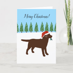Cartes Pour Fêtes Annuelles Chocolat Labrador Noël À feuillage persistant Sant