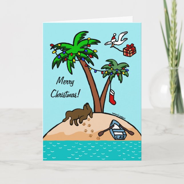 Cartes Pour Fêtes Annuelles Chocolat Labrador Noël tropical (Devant)