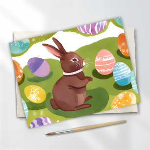 Cartes Pour Fêtes Annuelles Chocolat Lapin de Pâques   Oeufs Pastel de printem
